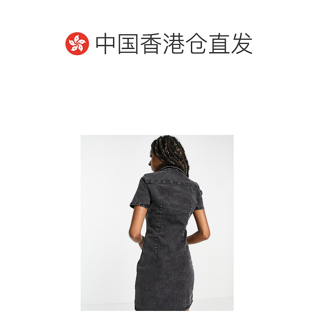 香港直邮潮奢 Noisy May女士Noisy五月牛仔迷你水洗黑色衬衫式-图1