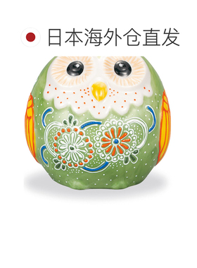 日本直邮九谷烧礼品包装圆形猫头鹰摆件尺寸2.8厘米饰有火盛纹寓