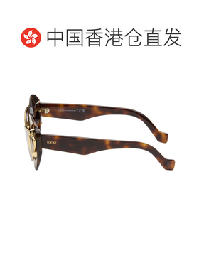 香港直邮LOEWE 罗意威 女士 棕色 & 金色 Double Frame 太阳镜 LW