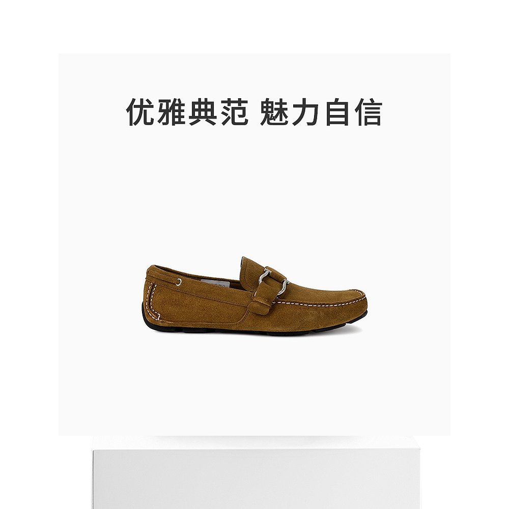 香港直邮SALVATORE FERRAGAMO 男士棕色绒面革乐福鞋 0604679 - 图3