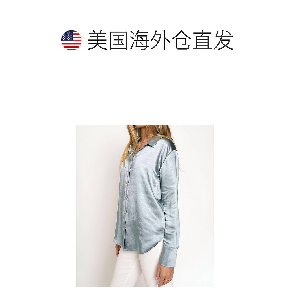 mystreeSeafoam 休闲系扣丝质衬衫 - seafoam 【美国奥莱】直发 - 图1