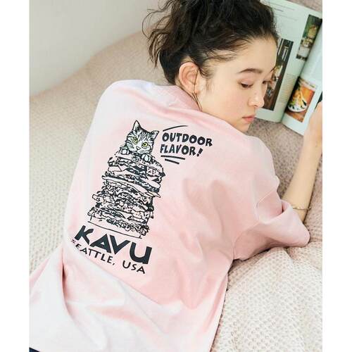 1h可退 日本直邮KAVU×FREAK'S STORE联名 男装 大廓形圆领T恤 猫 - 图3