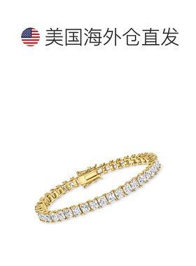 自营 Ross-Simons 公主方形切割方晶锆石网球手链 18 克拉金镀在