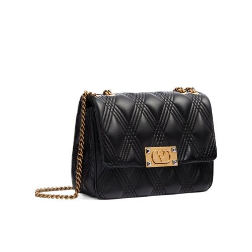 VALENTINO 女士斜挎包 WB0R07XCA0NO AW2024 黑色 中号徽标单肩包 - 图0