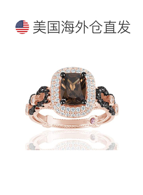 自营Suzy Levian Rose 纯银棕色巧克力和白色立方氧化锆订婚戒指