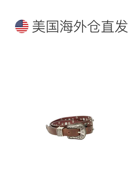 自营golden goose黑色修身做旧皮带-棕色 美国奥莱直发腰带