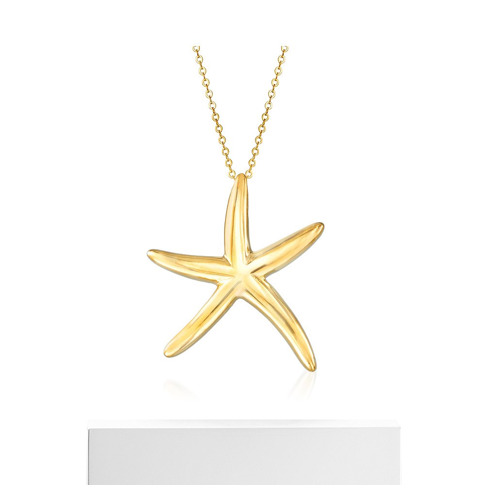 Ross-Simons Italian 14kt Yellow Gold Starfish Pendant Neckla - 图3