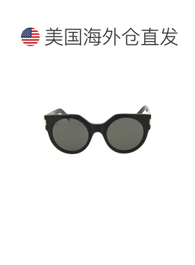 自营saint laurent圆形框醋酸酯太阳镜-黑色-黑色-灰色 美国奥莱