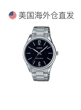 自营Casio Men’s Silver Analog Watch with Black Dial - MTP-V