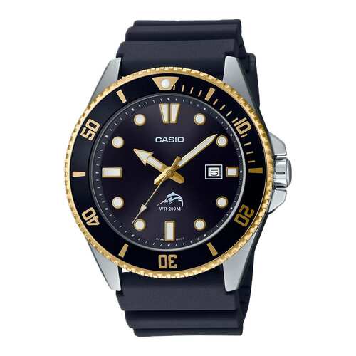 自营Casio Men's Gold-Tone Dive Watch with Black Dial- MDV-10 - 图0