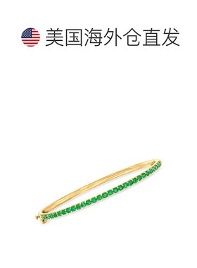 Ross-Simons 18kt 金镀在纯银上祖母绿手镯 - 8 英寸 【美国奥莱