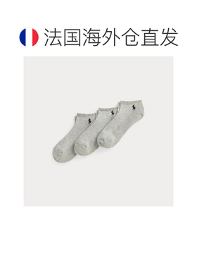 自营欧洲直邮Ralph Lauren拉夫劳伦 女士灰色棉质混纺运动短袜3双