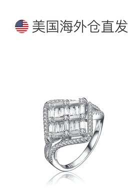 自营 GENEVIVE 925 纯银立方氧化锆簇状订婚戒指 - 银白色 美国奥