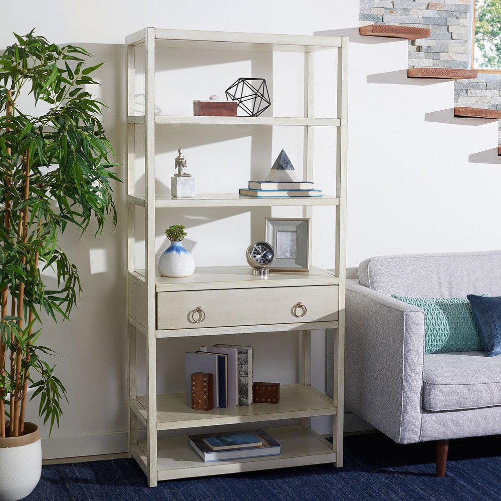 safaviehJohni 1 Drawer 5 Shelf Etagere - 灰色 【美国奥莱】直 - 图2