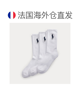自营欧洲直邮Ralph Lauren拉夫劳伦 男士白色棉混纺刺绣运动袜