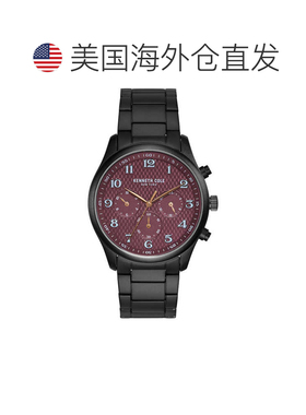 自营Kenneth Cole Men's 42mm Quartz Watch - black 美国奥莱直