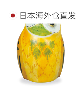日本直邮九谷烧礼品包装4号猫头鹰黄色饰品幸运符