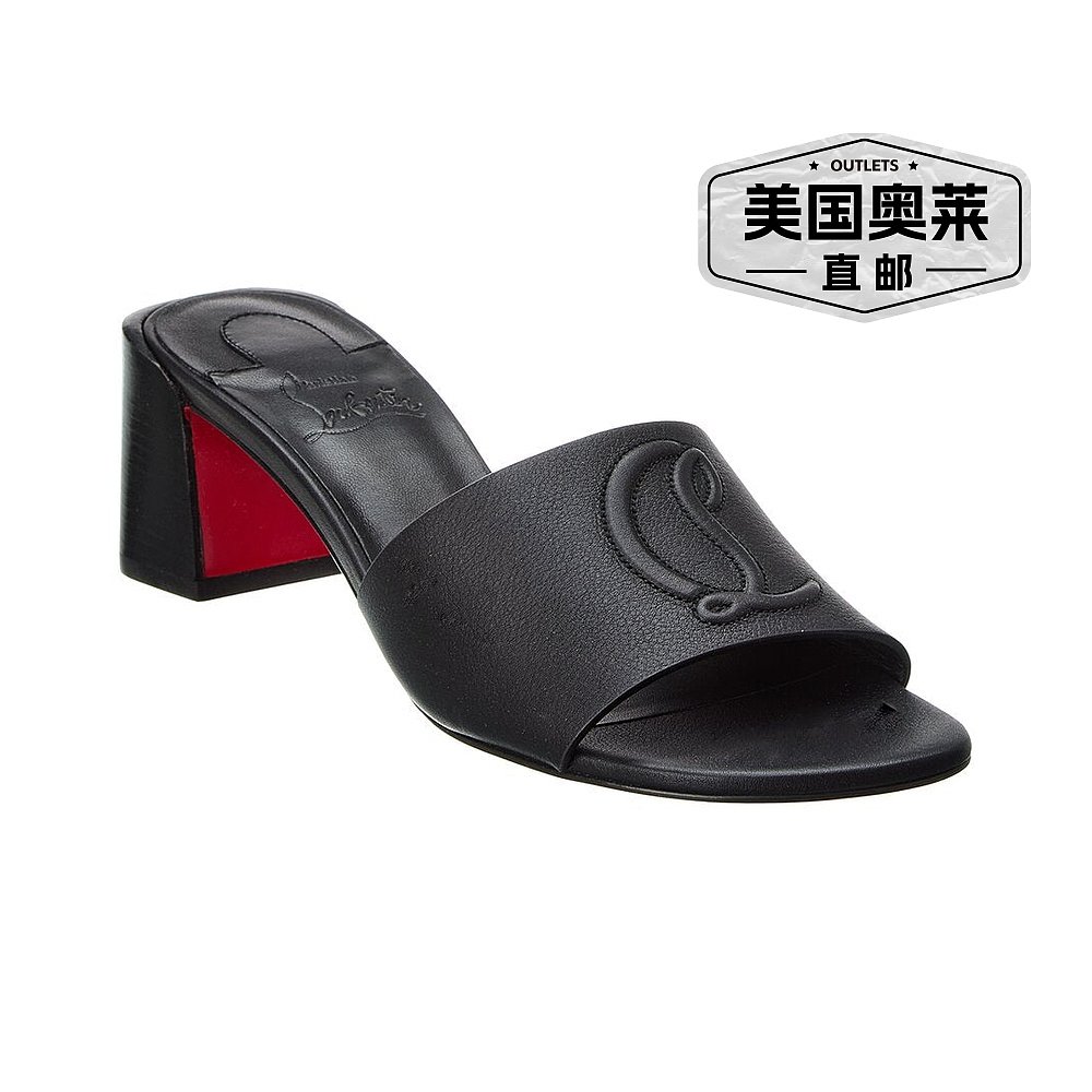 Christian Louboutin So CL 55 皮革穆勒鞋 - 黑色 【美国奥莱】 - 图0