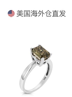 自营 vir jewels1 cttw 祖母绿香槟钻石单石订婚戒指 14K 白金 -