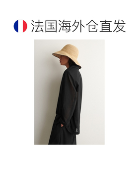 自营欧洲直邮COS 女士原色/棕色拉菲草边饰遮阳帽帽子撞色配饰