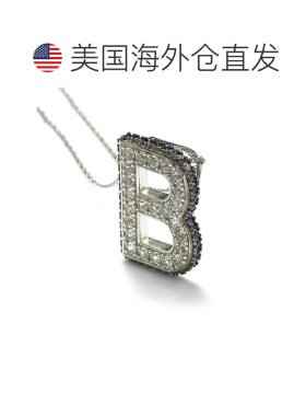 自营Suzy Levian 纯银蓝宝石和钻石装饰字母吊坠 - 蓝色 美国奥莱