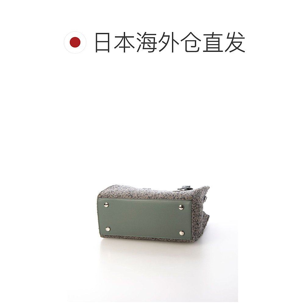 日本直邮Ungrid 赫林波纹面料带钥匙链双翻盖口袋方形手提包 [U02 - 图1