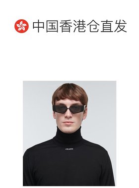 1h可退 香港直邮潮奢 Prada 普拉达 男士 矩形太阳眼镜 black黑色