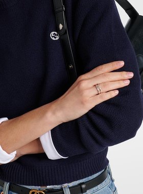 潮奢 Gucci 古驰 女士 双G扣纯银戒指 000919