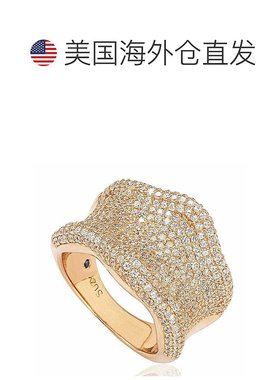 自营 Suzy Levian Rose 纯银方晶锆石密镶弧形宽戒指 - 黄色 美国