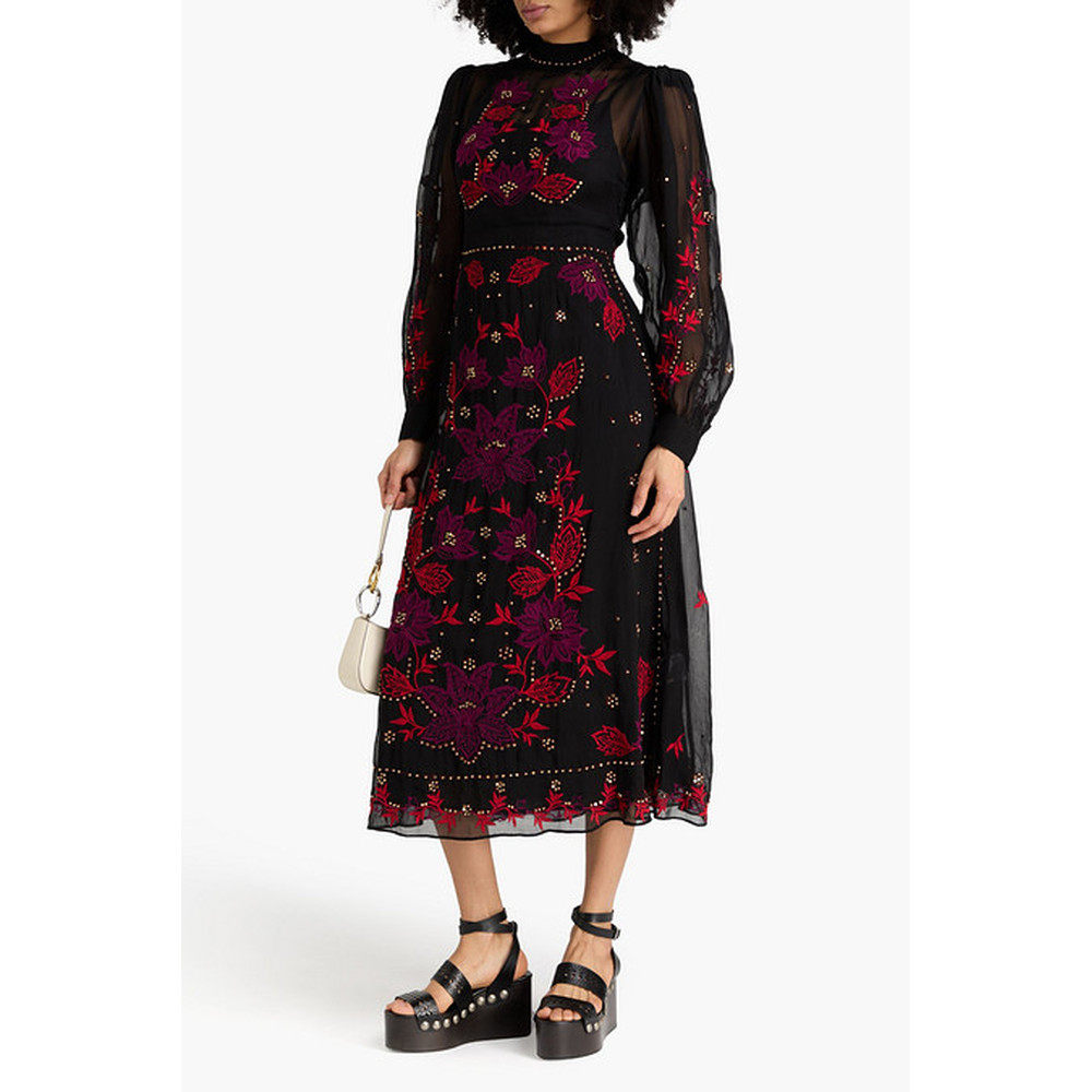 1h可退 香港直邮FARM RIO 女士 刺绣串珠精饰欧根纱中长连衣裙 32,淘宝优惠券,粉丝福利购,淘宝优惠卷