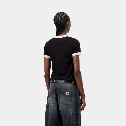 自营欧洲直邮Carhartt WIP Outlaw Star女士黑色/白色棉质印花短T - 图0