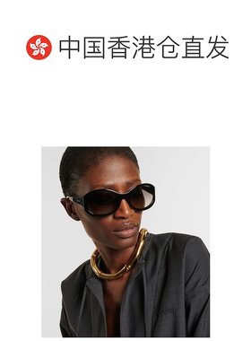 1h可退 香港直邮潮奢 Gucci 古驰 女士 圆形太阳眼镜 black黑色