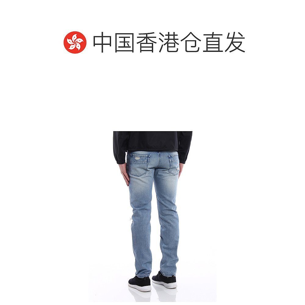 香港直邮FENDI 男士蓝色徽标贴片牛仔修身牛仔裤 FLP201-A0X4-F0U - 图1