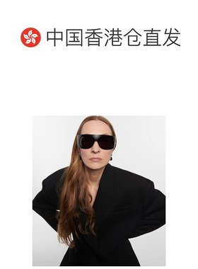 1h可退 香港直邮潮奢 Gucci 古驰 女士 矩形太阳眼镜 black黑色