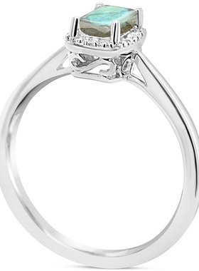 美国直邮Macy's|纯银拉长石与钻石装饰戒指（也有玛瑙和绿松石）