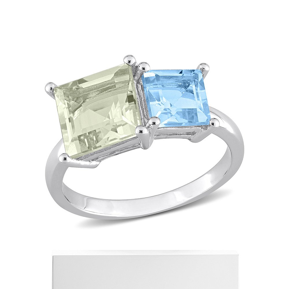 mimi & maxmimi & max3 3/4 CT TGW Square Green Quartz and - 图3