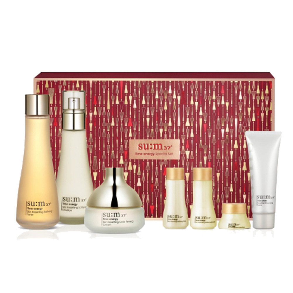 天猫国际海外仓直购韩国直邮sum37度呼吸苏秘时光能量套盒修护肌底水乳霜呼吸套装0