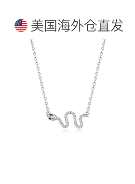 自营Ross-Simons Black and White Diamond Snake Necklace in St