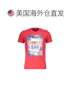 自营Cavalli Class Cotton Mens Men's T-Shirt - red 美国奥莱直