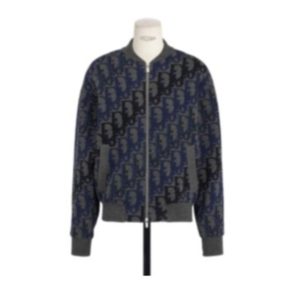 1h可退 DIOR 男士外套 613M403A2026C885 SS2025 蓝色 logo图案拉 - 图2