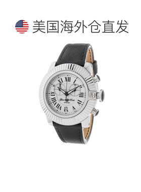 自营GLAM ROCK Leather Dress Women's Watch - black 美国奥莱直