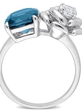 美国直邮Julianna B女士蓝宝石戒指银色圆环双宝石设计闪亮时尚