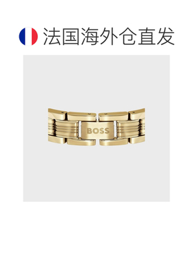 自营欧洲直邮HUGO BOSS雨果博斯 EMBLEM男士金色精钢多链节腕表式
