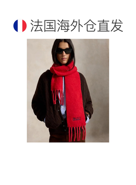 自营欧洲直邮Ralph Lauren拉夫劳伦 女士红色羊毛混纺流苏围巾