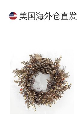 自营 safavieh仿 31 英寸浆果和松果花环带蝴蝶结 - 多色 美国奥