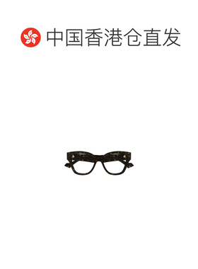 1h可退 香港直邮GUCCI 女士眼镜 GG1424O002 CO 棕色 几何框平光