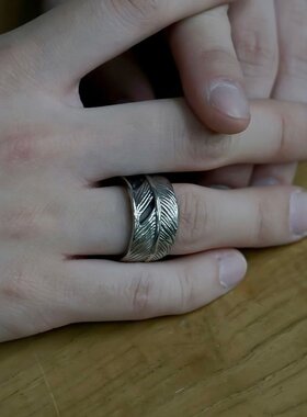 SBG 男士不锈钢羽毛戒指  sbgrg058