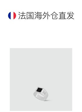 自营1h可退 欧洲直邮LV/路易威登 男士黑色/银色玛瑙/金属戒指