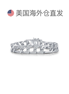 自营geneviveMen's Sterling Silver White Gold Plated with Ice