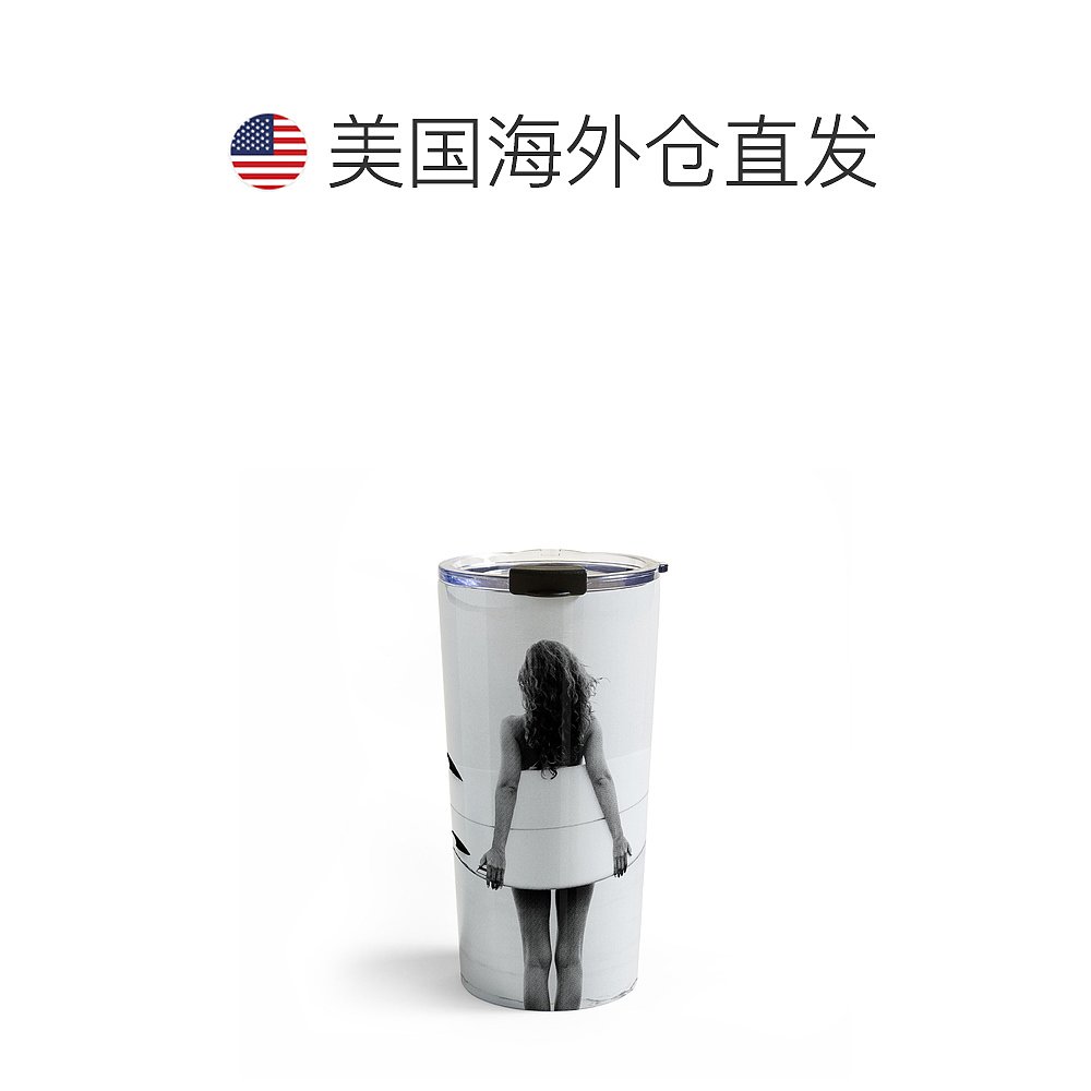 deny designsGal Design Surf Girl Travel Mug - black-white 【 - 图1